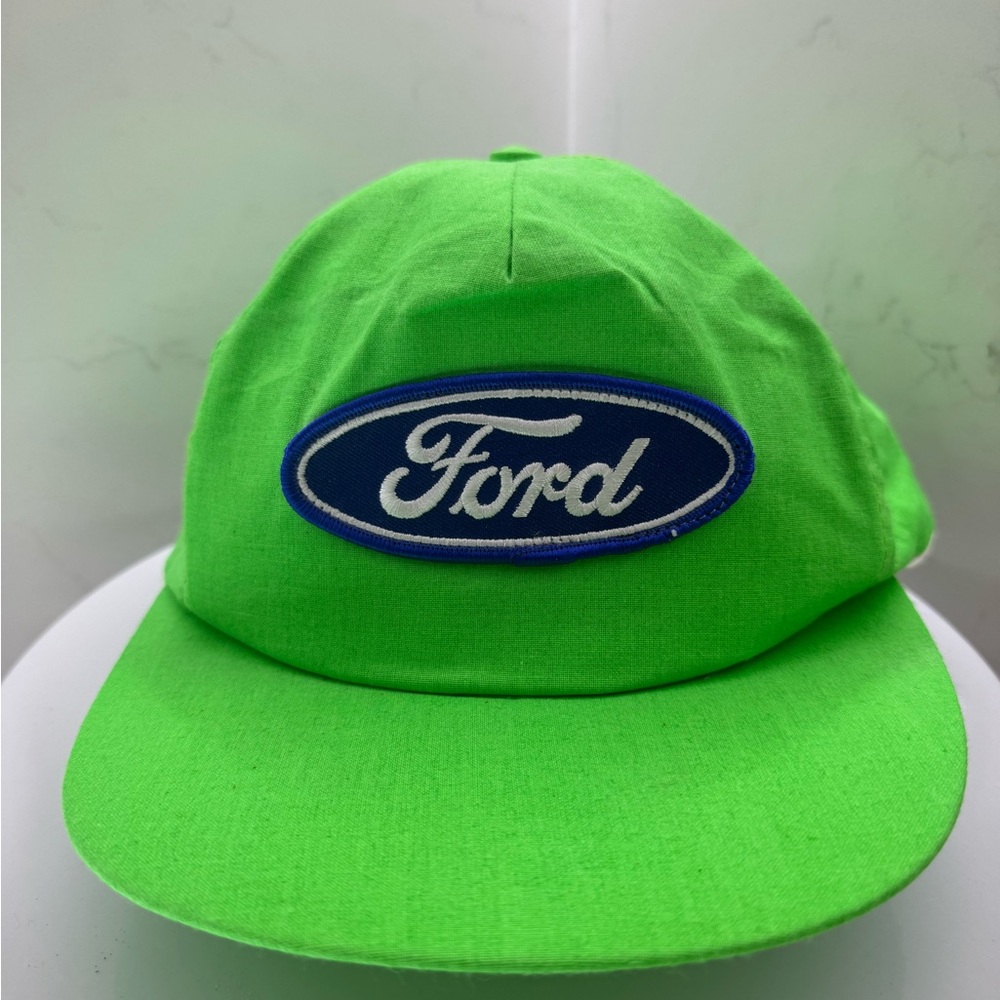 Vintage Ford Patch Snapback Hat – Neon Green – Made in USA – Stylemaster